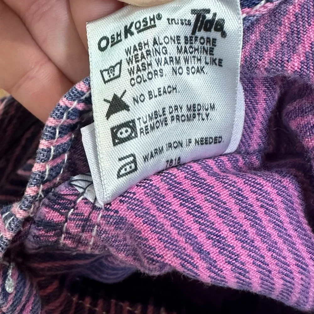 Oshkosh B'Gosh Vintage Toddler Girl Skirtalls Pinstripe Denim Dress Size 2 T